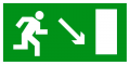 Эвакуационный знак Направление к эвакуационному выходу направо вниз E07