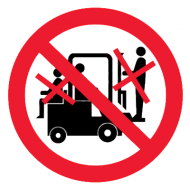 Запрещающий знак Перевозка людей на погрузчике запрещена (сзади и спереди)