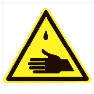 Предупреждающий знак Осторожно! Возможное попадание ядовитых веществ на кожу рук W21