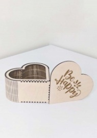 Подарочная коробка Сердце «Be Happy» 10,5*10,5*6 см из фанеры