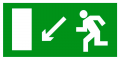 Эвакуационный знак Направление к эвакуационному выходу налево вниз E08