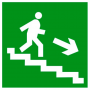 Эвакуационный знак Направление к эвакуационному выходу по лестнице вниз направо E13