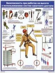 Плакат Безопасность работ на высоте с использованием систем канатного доступа, 1 лист 60х80 см