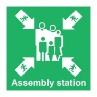 Знак Место сбора по тревоге (с надписью) ИМО (Assembly station IMO)