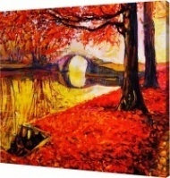 Картина на холсте Осень у реки, 80х100 см