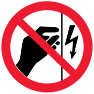 Запрещающий знак Запрещается прикасаться. Корпус под напряжением P09