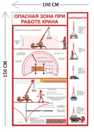 Стенд Опасная зона при работе крана 150х100см (1 плакат)