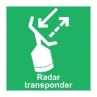 Знак Спасательный радиолокационный ответчик (с надписью), ИМО (Radar transponder IMO)