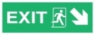 Знак Направление к эвакуационному выходу направо вниз ИМО (Exit right/down IMO)