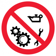 Запрещающий знак Запрещается смазывать во время работы механизма