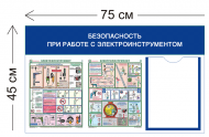 Стенд Безопасность при работе с электроинструментом 45х75см (1 карман А4 + 2 плаката)