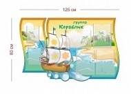 Стенд Группа Кораблик 125х80 см (4 кармана А4 + 2 кармана А5)