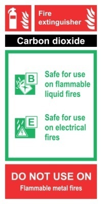 Знак Углекислотный огнетушитель (с инструкцией) (Fire extinguisher (Carbon dioxide))