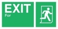 Знак Выход только для аварийного использования, направо ИМО (Exit for emergency use only right IMO)