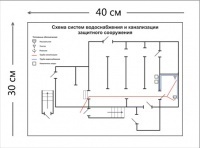 Схема систем водоснабжения и канализации защитного сооружения, (формат А3)