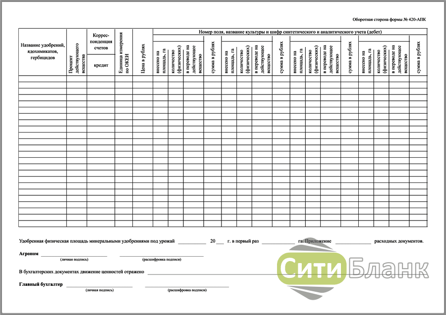 Акт 420 апк образец заполнения