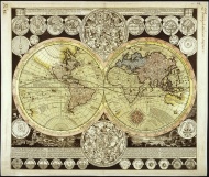 Плакат Карта западного и восточного полушарий Земли