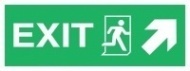 Знак Направление к эвакуационному выходу направо вверх ИМО (Exit right/up IMO)