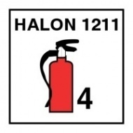 Знак Переносной хладоновый огнетушитель (4 кг) ИМО (Halon 1211 portable fire extinguisher (4) kg IMO)