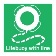 Знак Спасательный круг с линем (с надписью), ИМО (Lifebuoy with line IMO)
