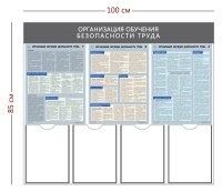 Стенд «Организация обучения безопасности труда» (4 кармана А4 + 3 плаката)