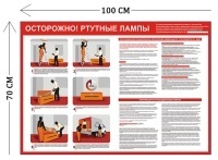 Стенд Осторожно! Ртутные лампы 70х100см (1 плакат)