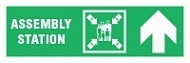 Знак Направление к пункту (месту) сбора прямо ИМО (Assembly station up. Right arrow IMO)