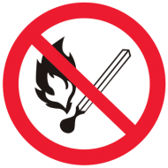 Запрещающий знак Запрещается пользоваться открытым огнем и курить P02