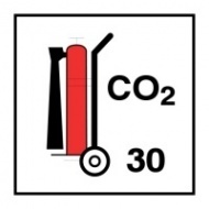 Знак Колёсный углекислотный огнетушитель (30 кг) ИМО (Wheeled CO2 fire extinguisher (30) kg IMO)