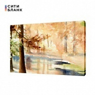 Картина на холсте Лес и река, 30х40 см