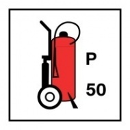 Знак Колёсный порошковый огнетушитель (50 кг) ИМО (Wheeled powder fire extinguisher (50) kg IMO)