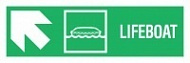 Знак Направление к спасательной шлюпке налево вверх ИМО (Lifeboat left/up IMO)