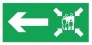 Знак Направление к пункту (месту) сбора налево ИМО (Muster station arrow left IMO)