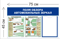 Стенд Поля обзора автомобильных зеркал 45х75см (1 карман А4 + 2 плаката)