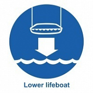 Знак Спустите спасательную шлюпку на воду ИМО (Lower lifeboat to water IMO)