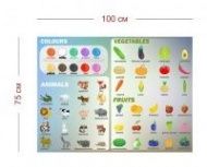 Стенд Цвета, животные, овощи и фрукты на английском 100х75 см