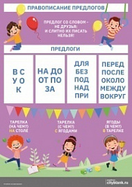 Плакат Правописание предлогов, А2