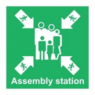 Знак Место сбора по тревоге (с надписью) ИМО (Assembly station IMO)