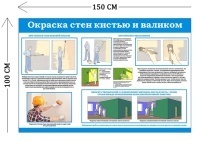 Стенд Окраска стен кистью и валиком 100х150см (1 плакат)