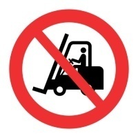 Знак Вилочные погрузчики запрещены ИМО (Fork lift trucks prohibited IMO)