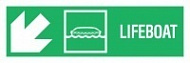 Знак Направление к спасательной шлюпке налево вниз ИМО (Lifeboat left/down IMO)