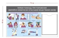 Стенд «Первая помощь при поражении АХОВ» (1 карман А4 + 1 плакат)