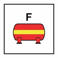 Знак Стационарная установка пожаротушения пеной (Fixed foam fire extinguishing installation)