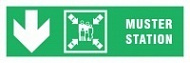 Знак Направление к пункту (месту) сбора вниз ИМО (Muster station down. Left arrow IMO)