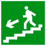 Эвакуационный знак Направление к эвакуационному выходу по лестнице вниз налево E14