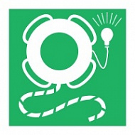 Знак Спасательный круг со светящимся буем и линем, ИМО (Lifebuoy with light and line IMO)