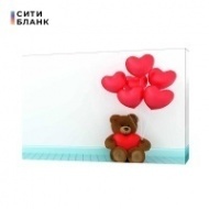 Картина на холсте Игрушечный медведь и сердечки 50х70 см