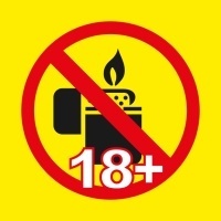 Знак Не продаем зажигалки несовершеннолетним (желтый)