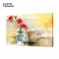Картина на холсте Кофе и цветы, 30х40 см