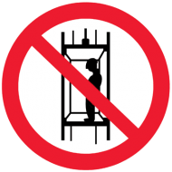 Запрещающий знак Запрещается подъем (спуск) людей по шахтному стволу (запрещается транспортировка пассажиров) P13